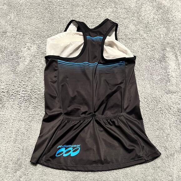 Podiumwear Tank Top Shirt Womens Medium Racer back Cycling Built In Bra Pockets - Picture 2 of 7